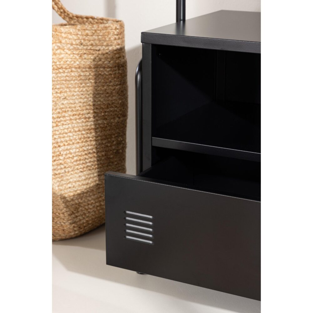 zwart staand kledingrek met lade en schoenenrek afbeelding 10