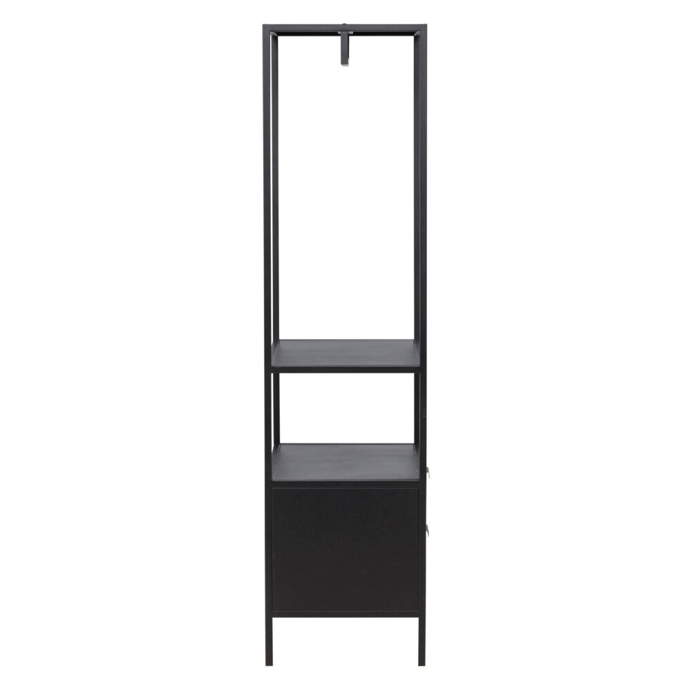 zwart stalen kledingrek met lades afbeelding 2