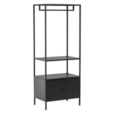 zwart stalen kledingrek met lades afbeelding 1