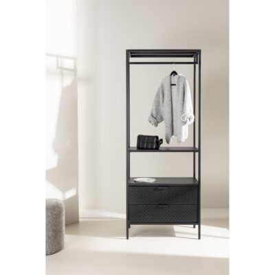 zwart stalen kledingrek met lades afbeelding 6