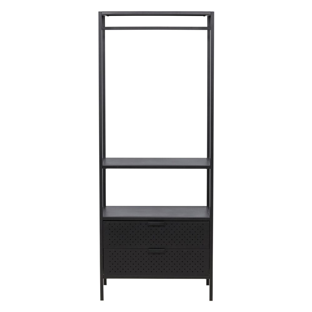 zwart stalen kledingrek met lades afbeelding 4