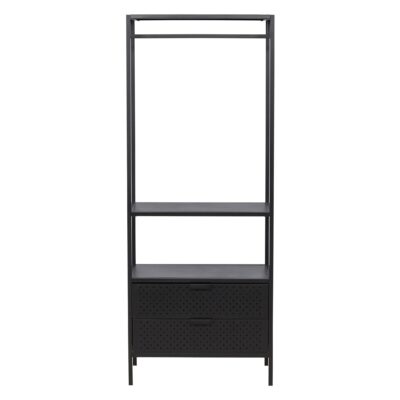 zwart stalen kledingrek met lades afbeelding 4