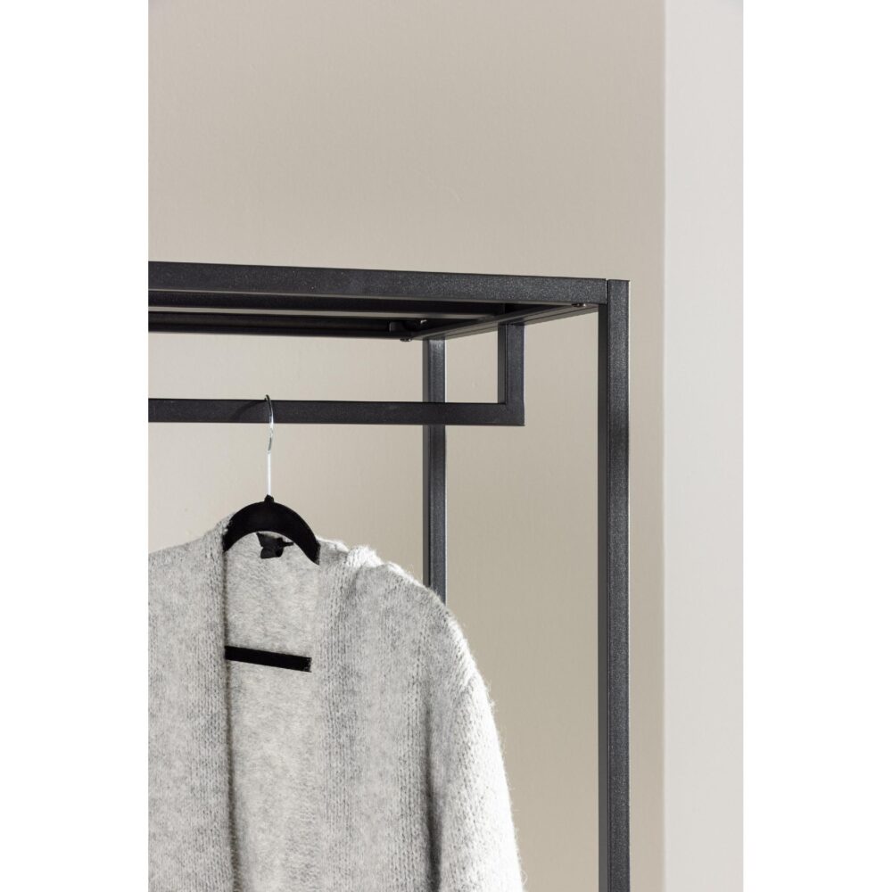 zwart stalen kledingrek met lades afbeelding 8