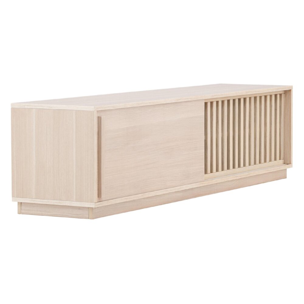 tv meubel Kaia whitewash met schuifdeur afbeelding 3