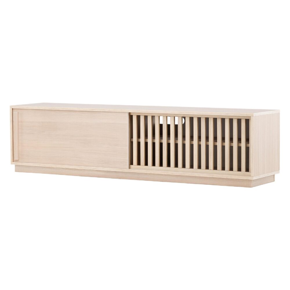 tv meubel Kaia whitewash met schuifdeur afbeelding 5