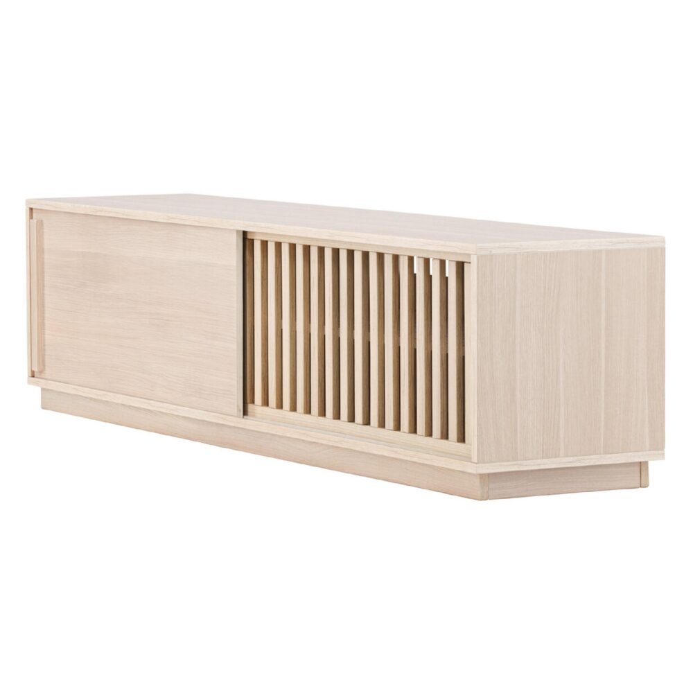 tv meubel Kaia whitewash met schuifdeur afbeelding 6