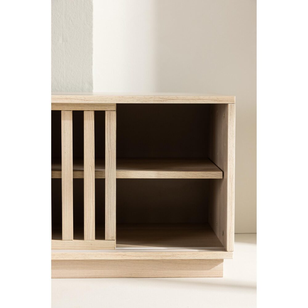 tv meubel Kaia whitewash met schuifdeur afbeelding 13