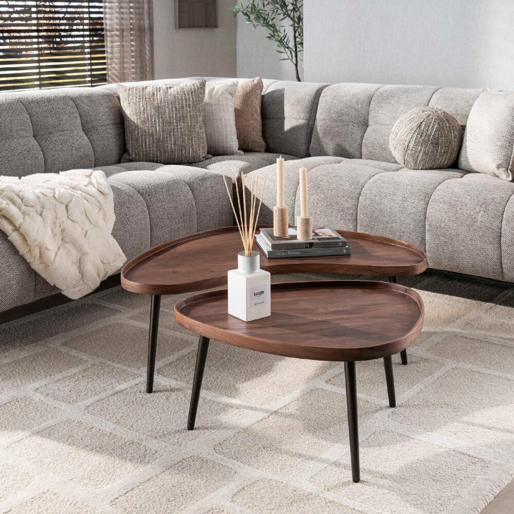 salontafelset Finn massief acaciahout afbeelding 5