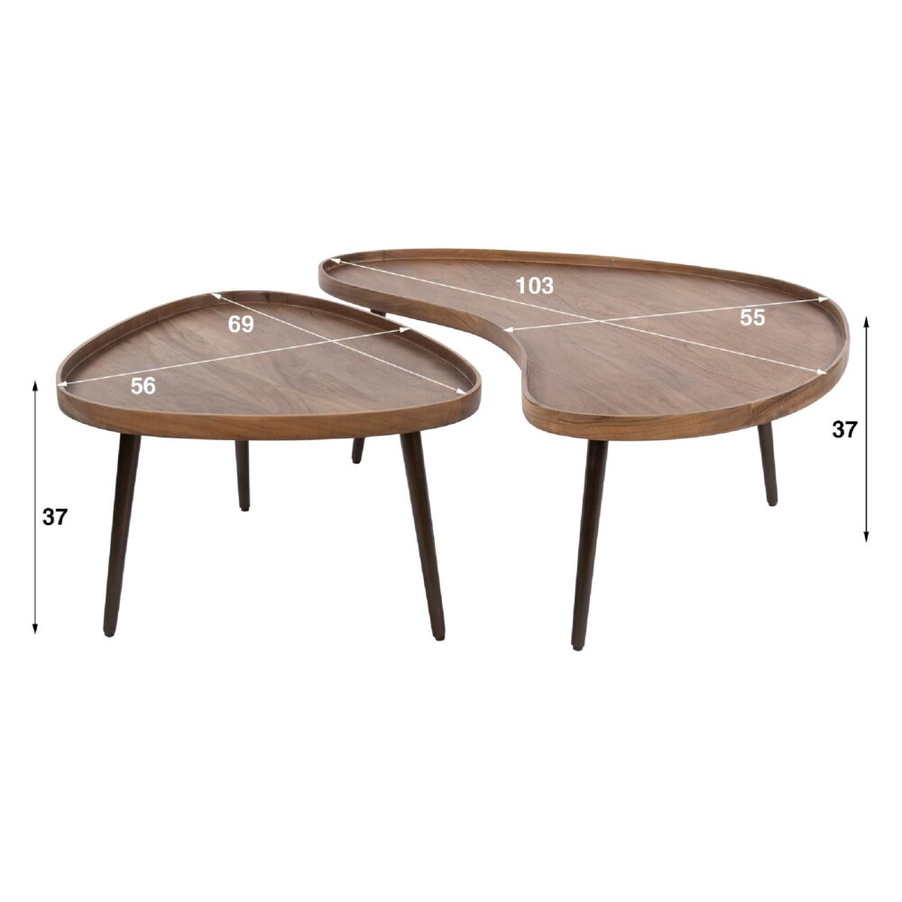 salontafelset Finn massief acaciahout afbeelding 2