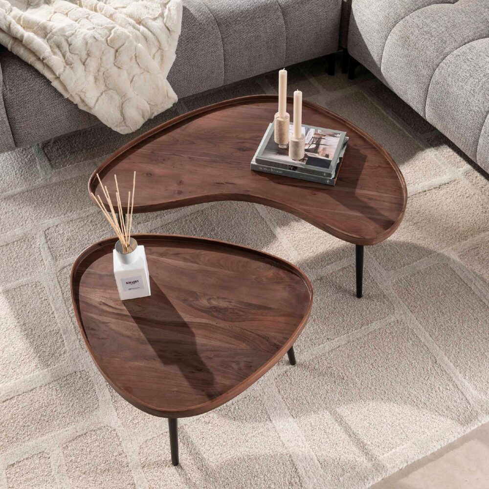 salontafelset Finn massief acaciahout afbeelding 4