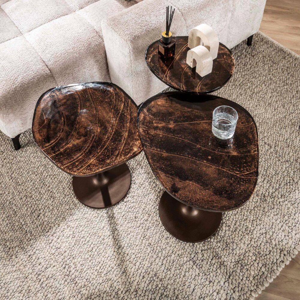 Olav ronde bijzettafel antiek koper afbeelding 4