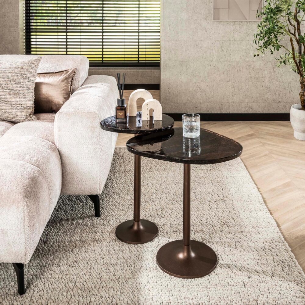 Olav ronde bijzettafel antiek koper afbeelding 6