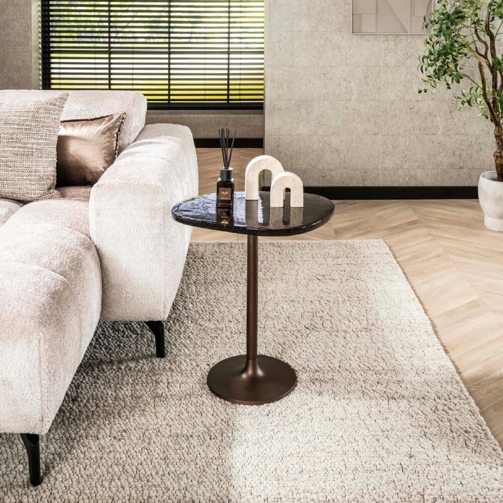 Olav ronde bijzettafel antiek koper afbeelding 7