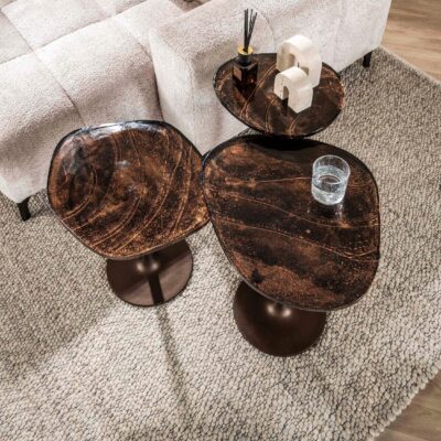 lage antiek koperen bijzettafel Olav afbeelding 4