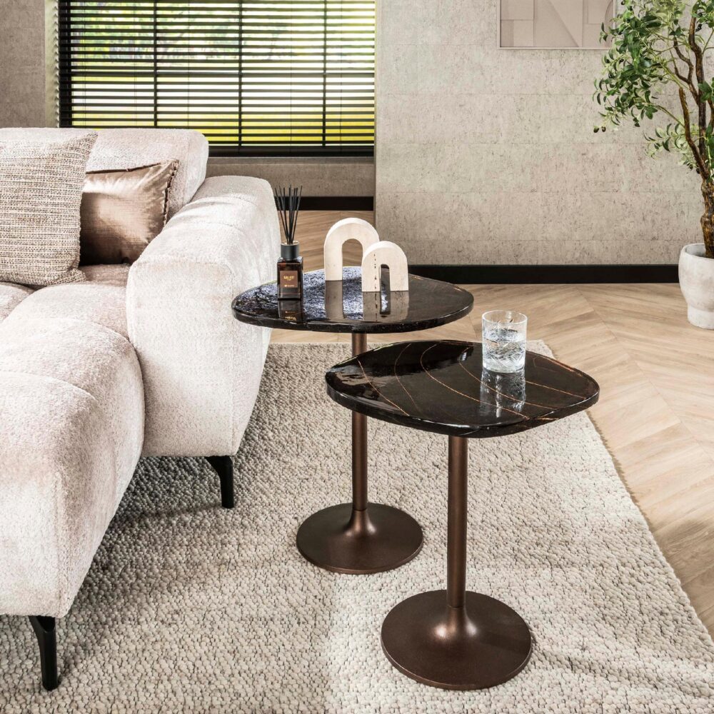 lage antiek koperen bijzettafel Olav afbeelding 6