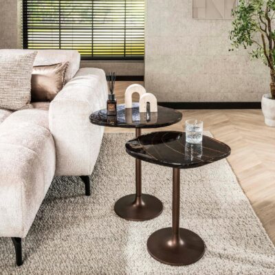 lage antiek koperen bijzettafel Olav afbeelding 6