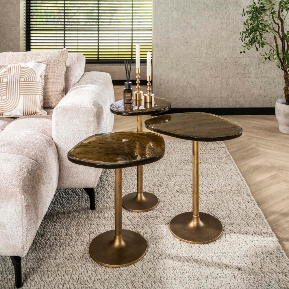 lage glazen bijzettafel Olav antiek goud afbeelding 8