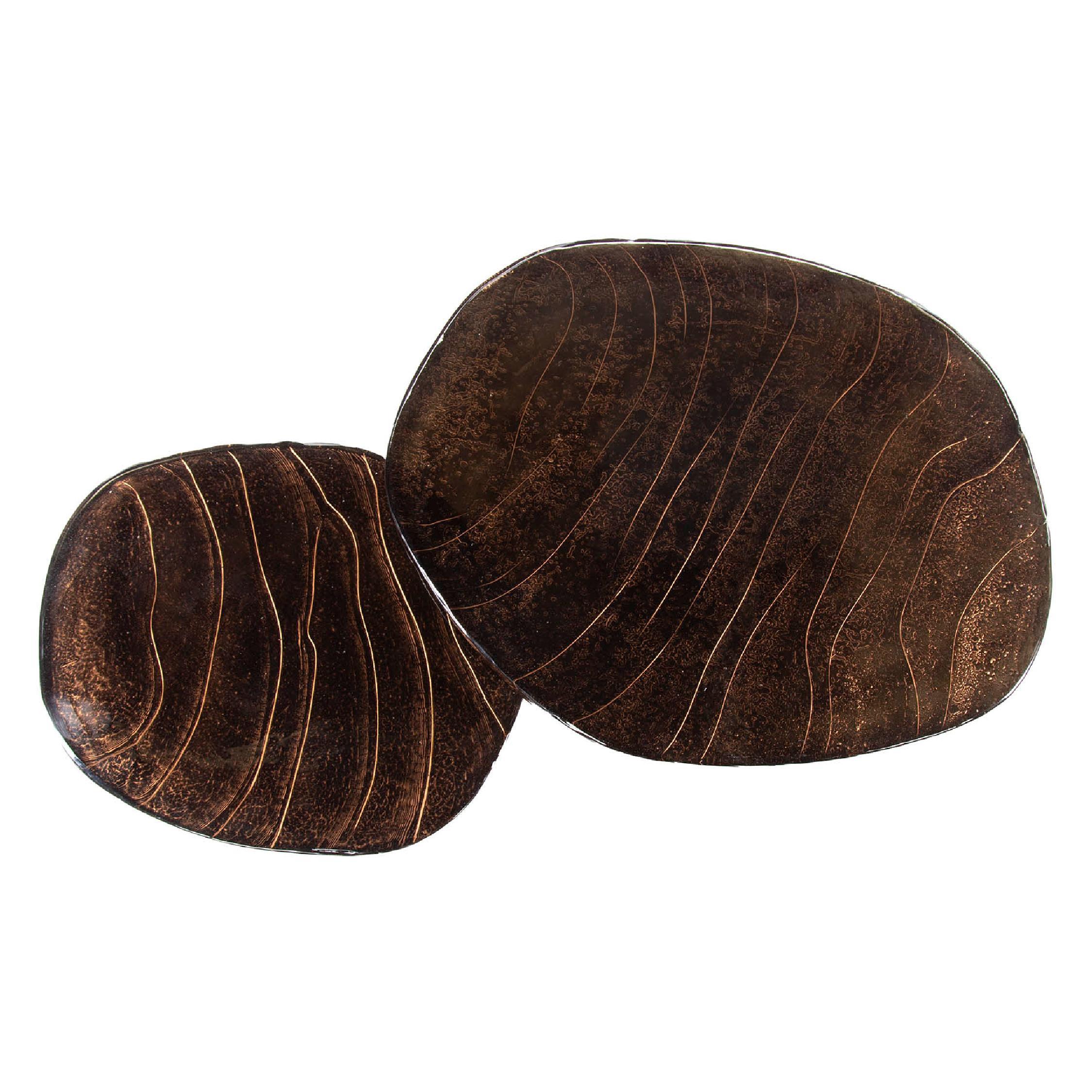 salontafel set rond antiek koper Olav afbeelding 2