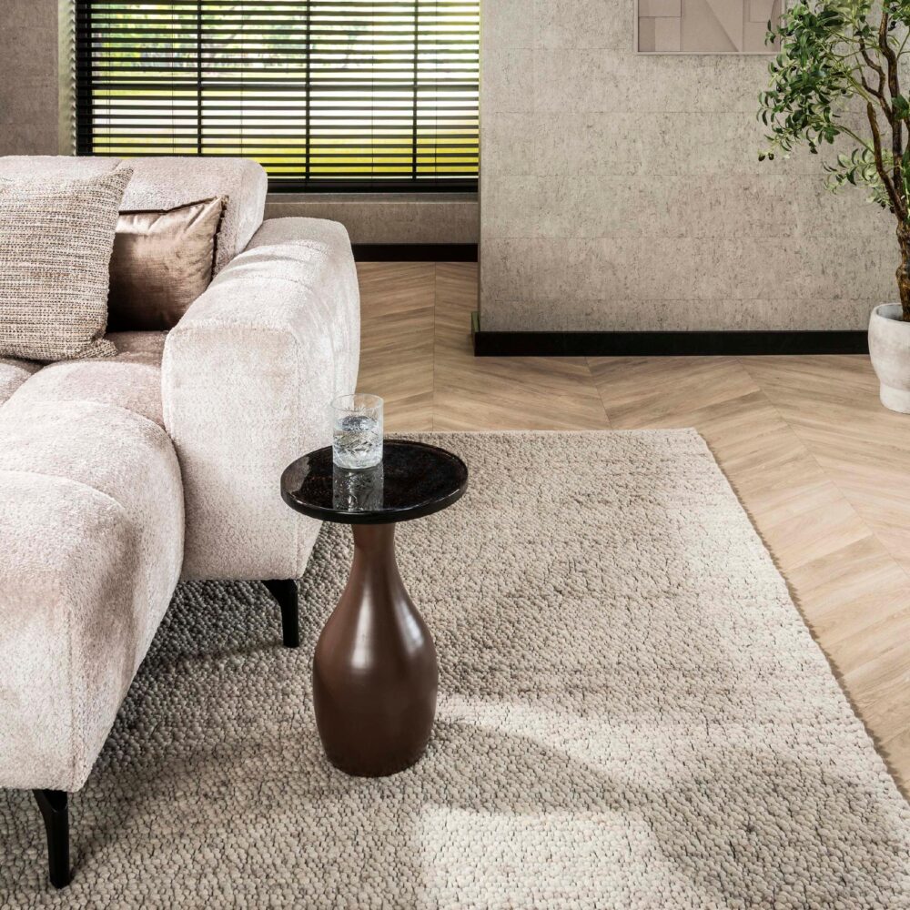 ronde metalen bijzettafel antiek koper Olav afbeelding 6