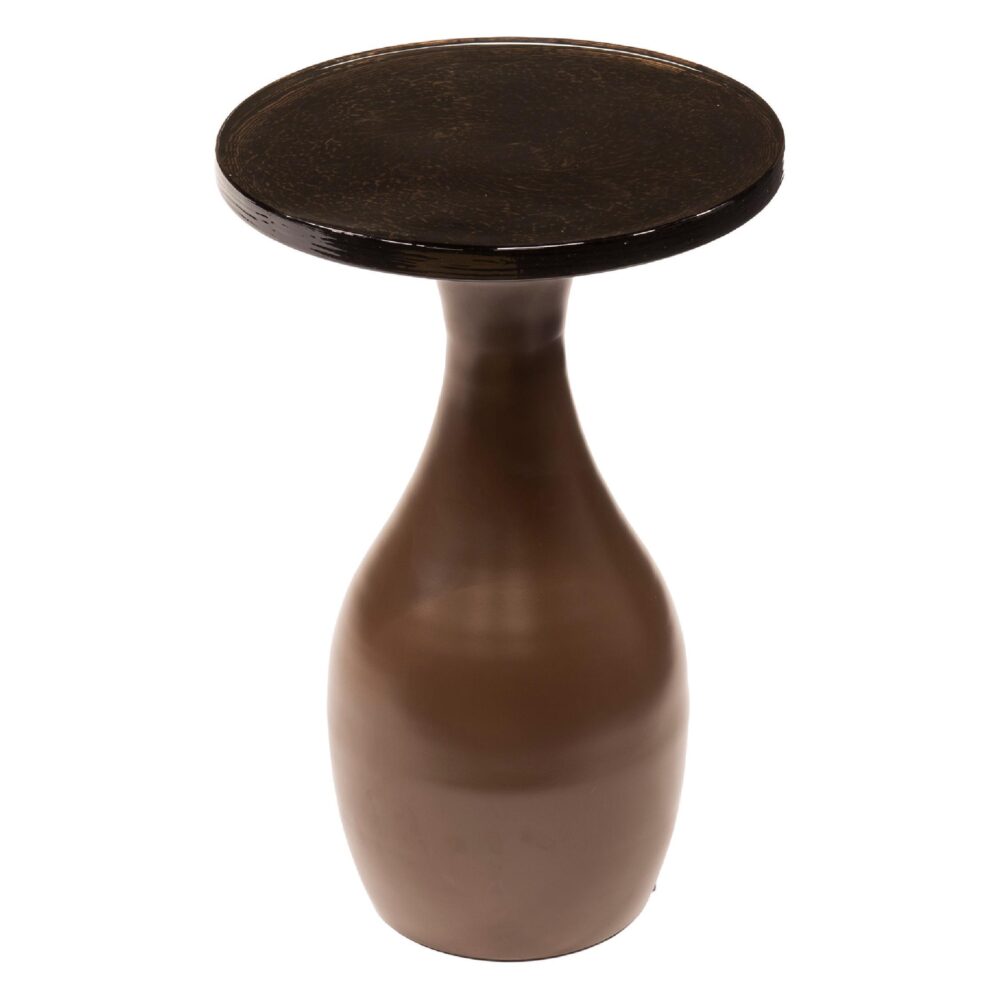 ronde metalen bijzettafel antiek koper Olav afbeelding 1