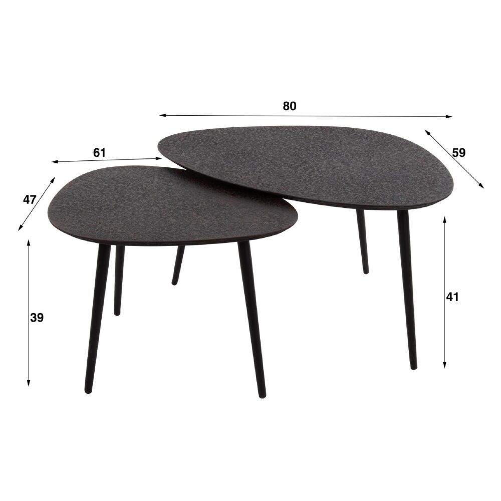 Aiko organische salontafel set van 2 grijs afbeelding 2