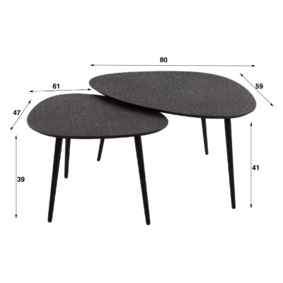 Aiko organische salontafel set van 2 grijs afbeelding 2