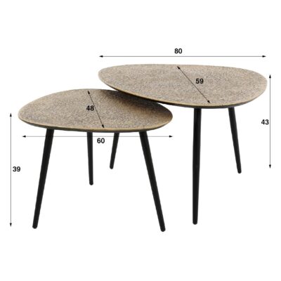 driehoekige salontafel set Aiko antiek brons afbeelding 2