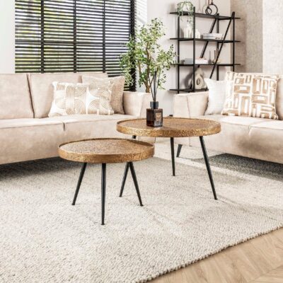 ronde salontafel set metaal antiek brons Nest of Nora afbeelding 7