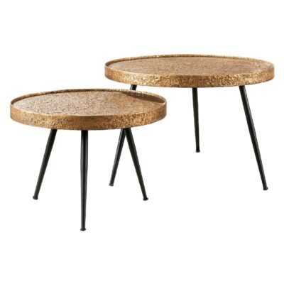 ronde salontafel set metaal antiek brons Nest of Nora afbeelding 1