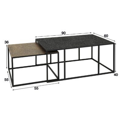 Nest of Nora rechthoekige salontafel set van 2 grijs metallic afbeelding 2