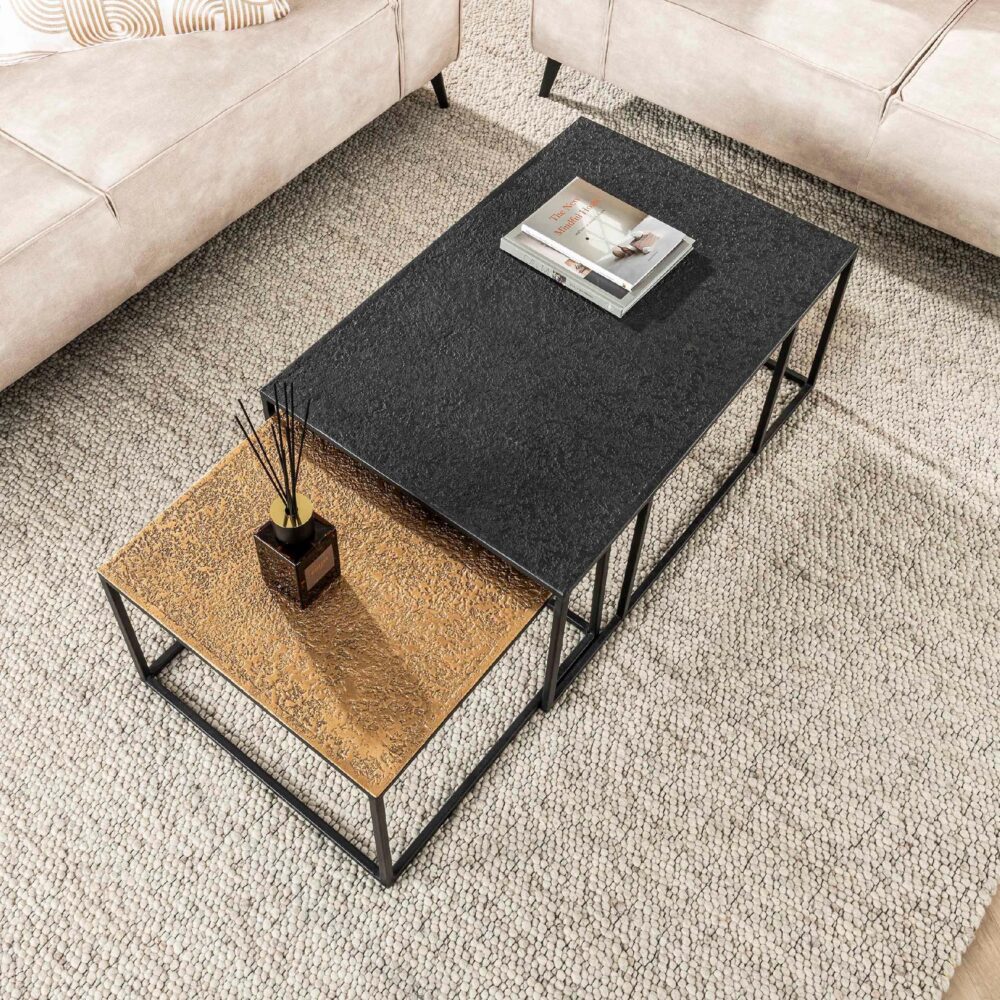 Nest of Nora rechthoekige salontafel set van 2 grijs metallic afbeelding 3