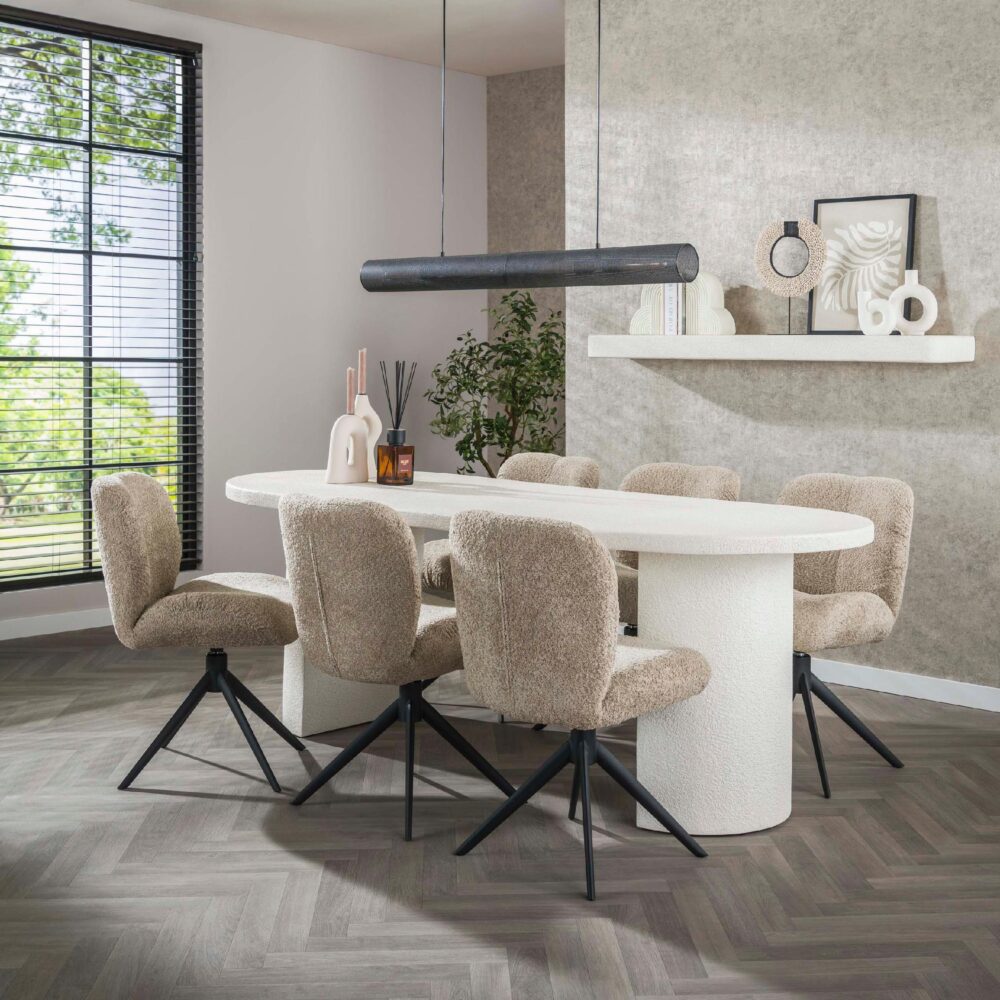 ovale marmerlook eettafel 215 cm afbeelding 3