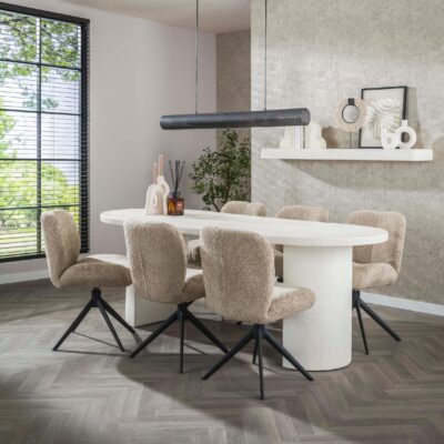 ovale marmerlook eettafel 215 cm afbeelding 3