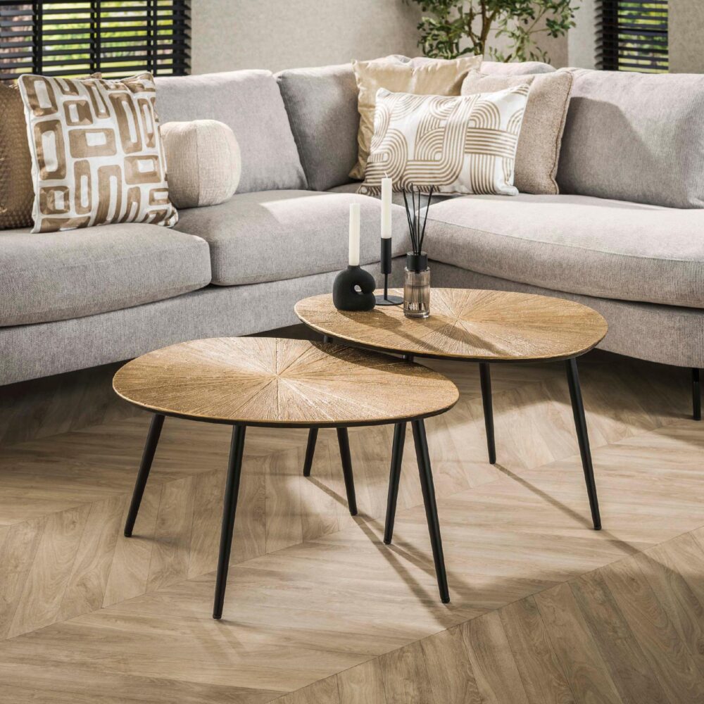 organische salontafel set Navi antiek goud afbeelding 5