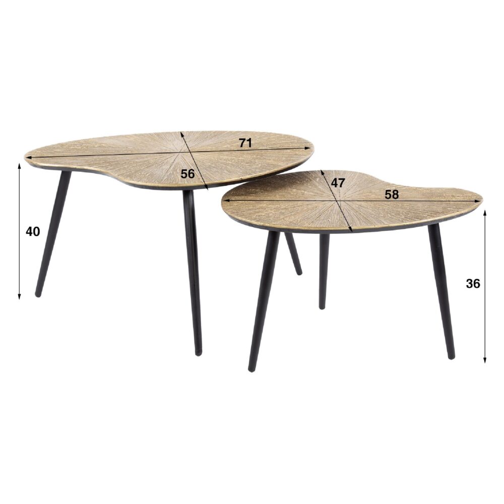 niervormige salontafel set Navi antiek goud afbeelding 3