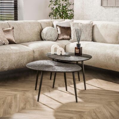 ronde salontafel set van 2 Liko donkerbruin brons afbeelding 3