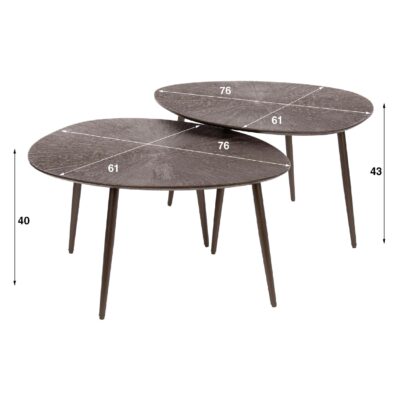 ronde salontafel set van 2 Liko donkerbruin brons afbeelding 2