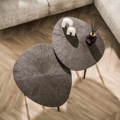 ronde salontafel set van 2 Liko donkerbruin brons afbeelding 4