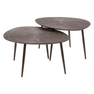 ronde salontafel set van 2 Liko donkerbruin brons afbeelding 1