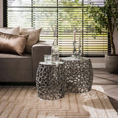 Sivon zwarte nikkel bijzettafel set afbeelding 3