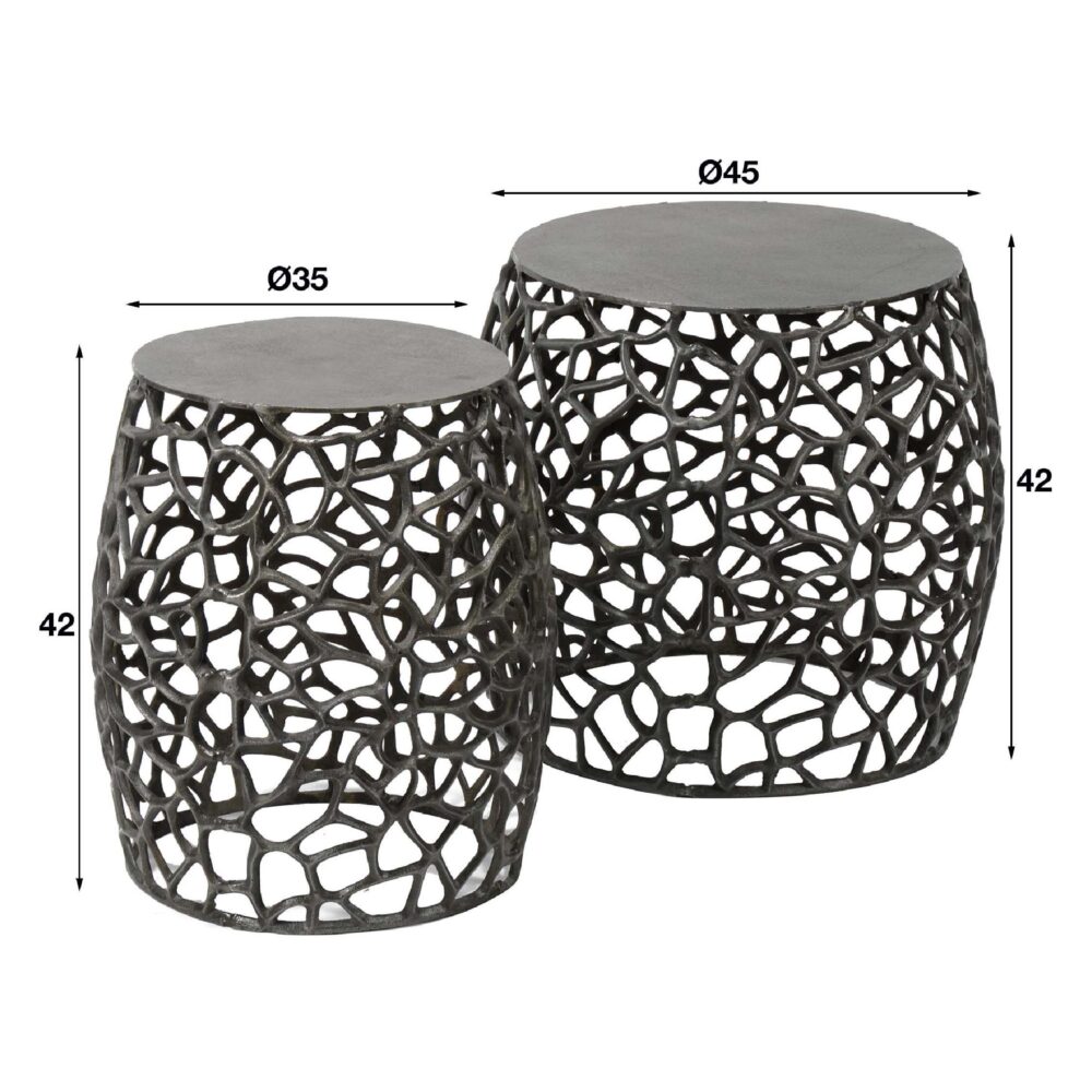 Sivon zwarte nikkel bijzettafel set afbeelding 2