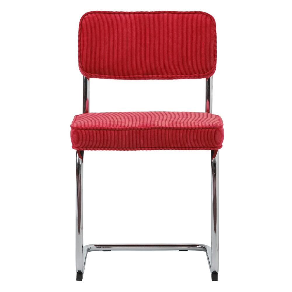 rode corduroy eetkamerstoelen Adam set van 4 afbeelding 2