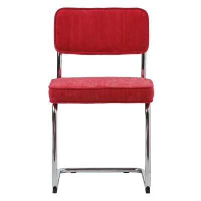 rode corduroy eetkamerstoelen Adam set van 4 afbeelding 2