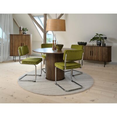 groene ribstof eetkamerstoelen Adam set van 4 afbeelding 4