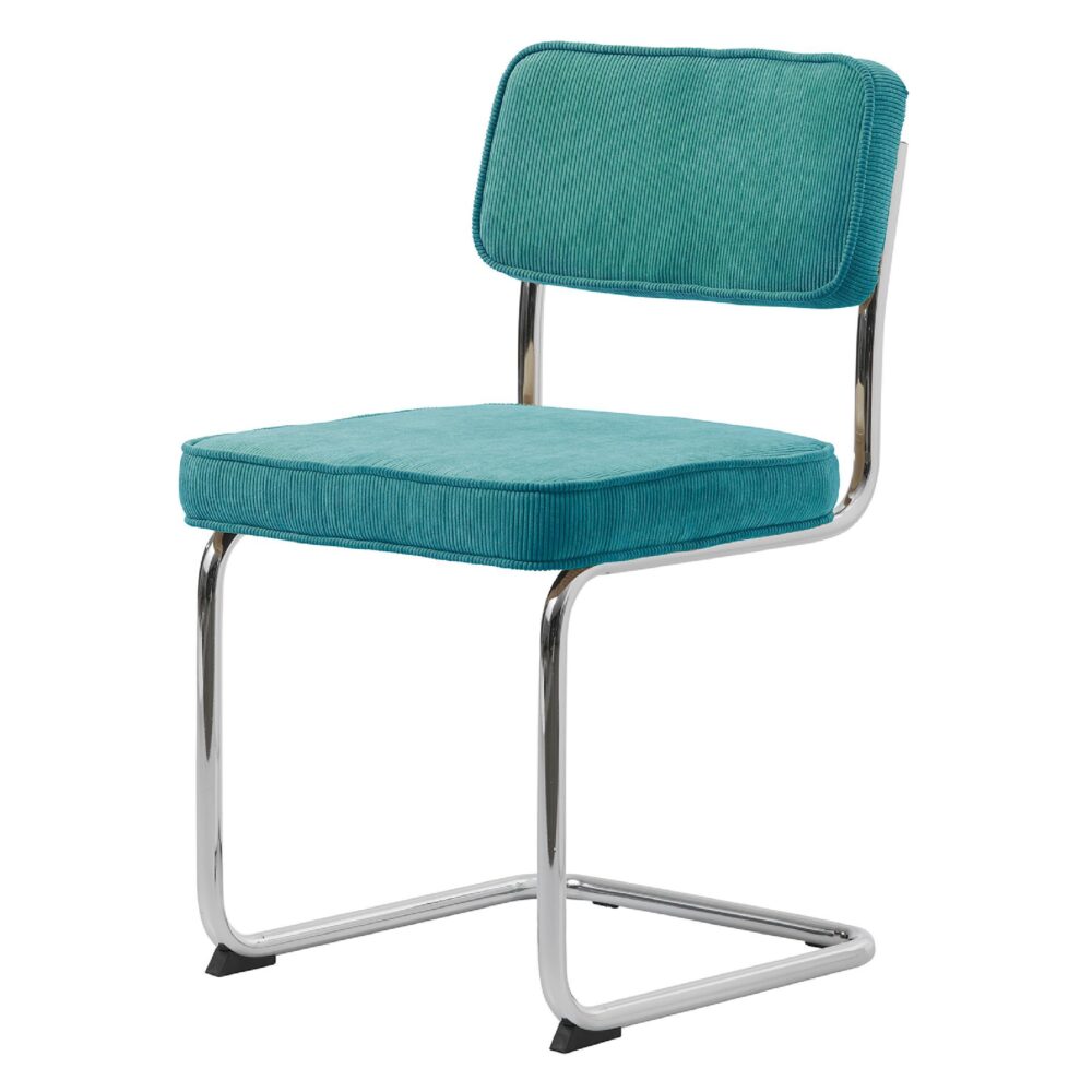 blauwe ribstof eetkamerstoelen Adam set van 4 afbeelding 1