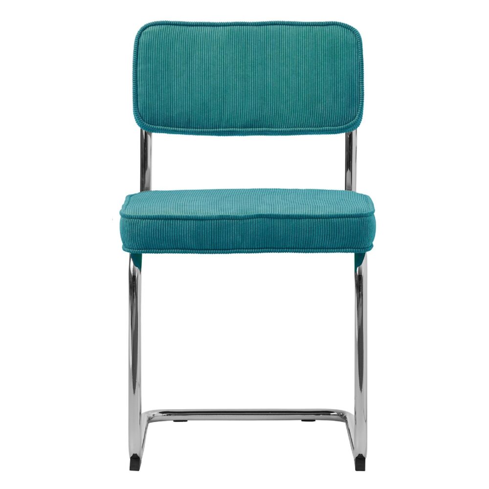 blauwe ribstof eetkamerstoelen Adam set van 4 afbeelding 2