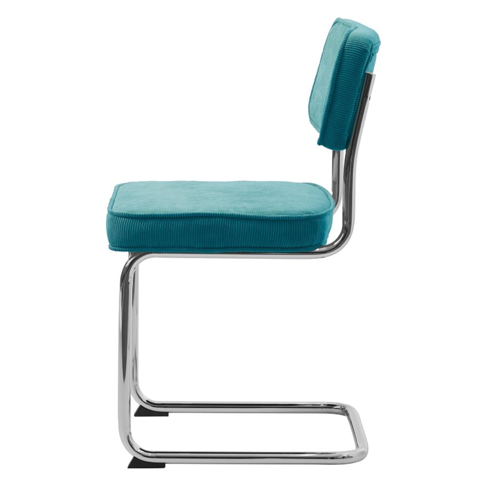 blauwe ribstof eetkamerstoelen Adam set van 4 afbeelding 3