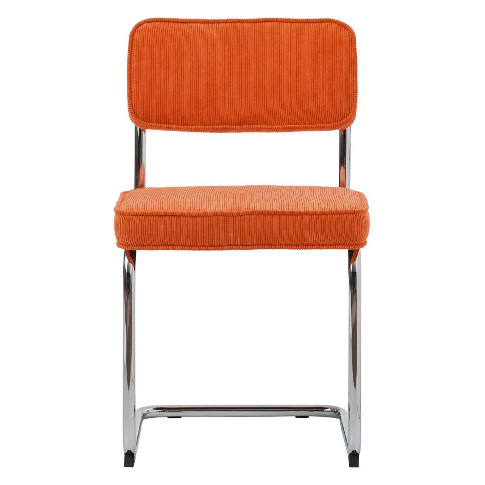 oranje ribstof eetkamerstoelen Adam set van 4 afbeelding 2