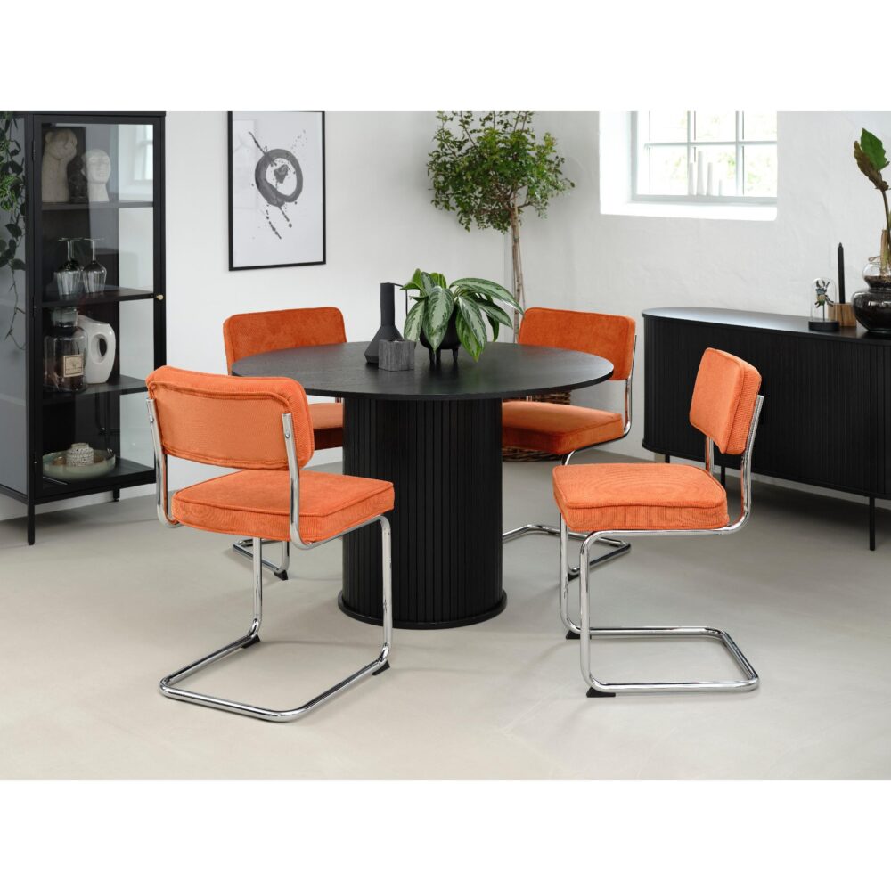 oranje ribstof eetkamerstoelen Adam set van 4 afbeelding 4
