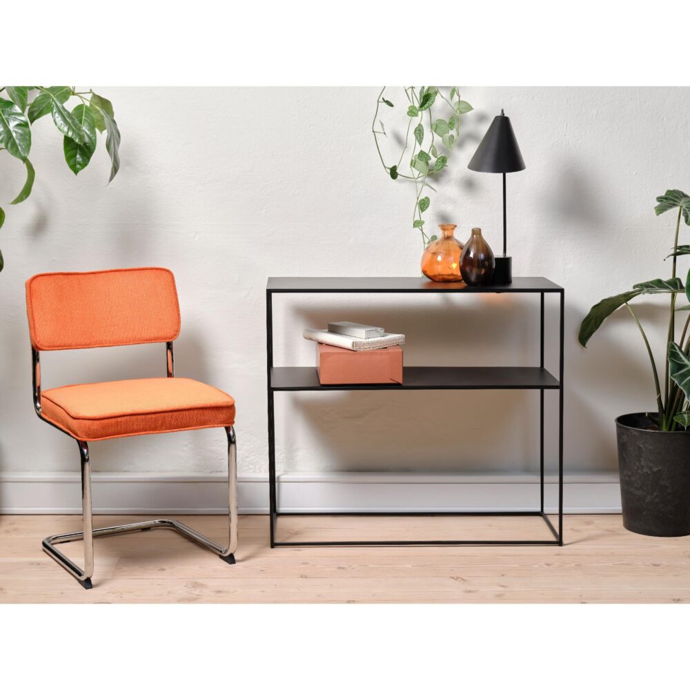 oranje ribstof eetkamerstoelen Adam set van 4 afbeelding 5